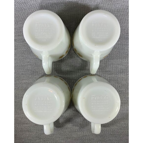 Vintage Pyrex Butterfly Gold Coffee Mugs Corning D-Handle Milk Glass Cups 4 pcs - Picture 5 of 8